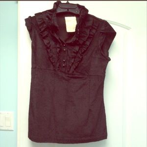 black corduroy vintage short sleeve top sz L